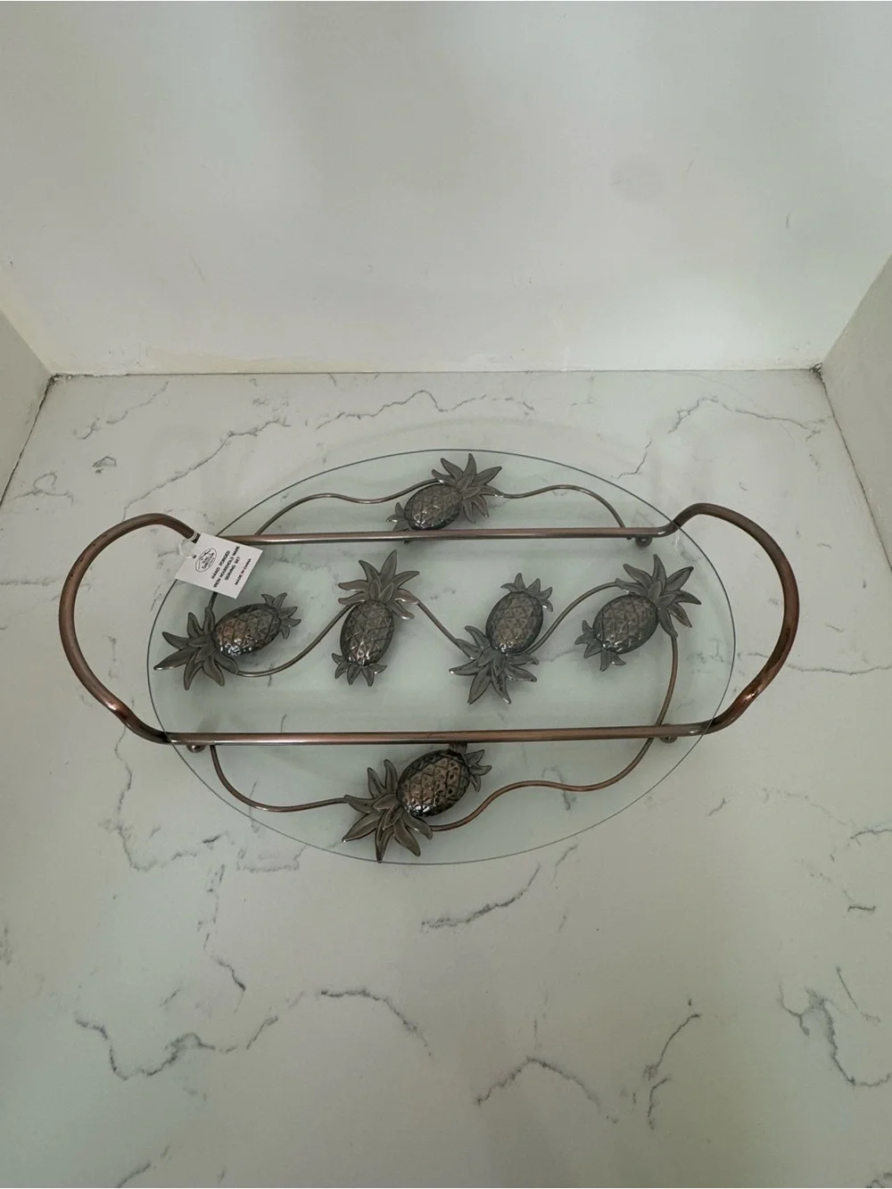 Home Essentials Bronze-Tone Pineapple Glass Serving Tray